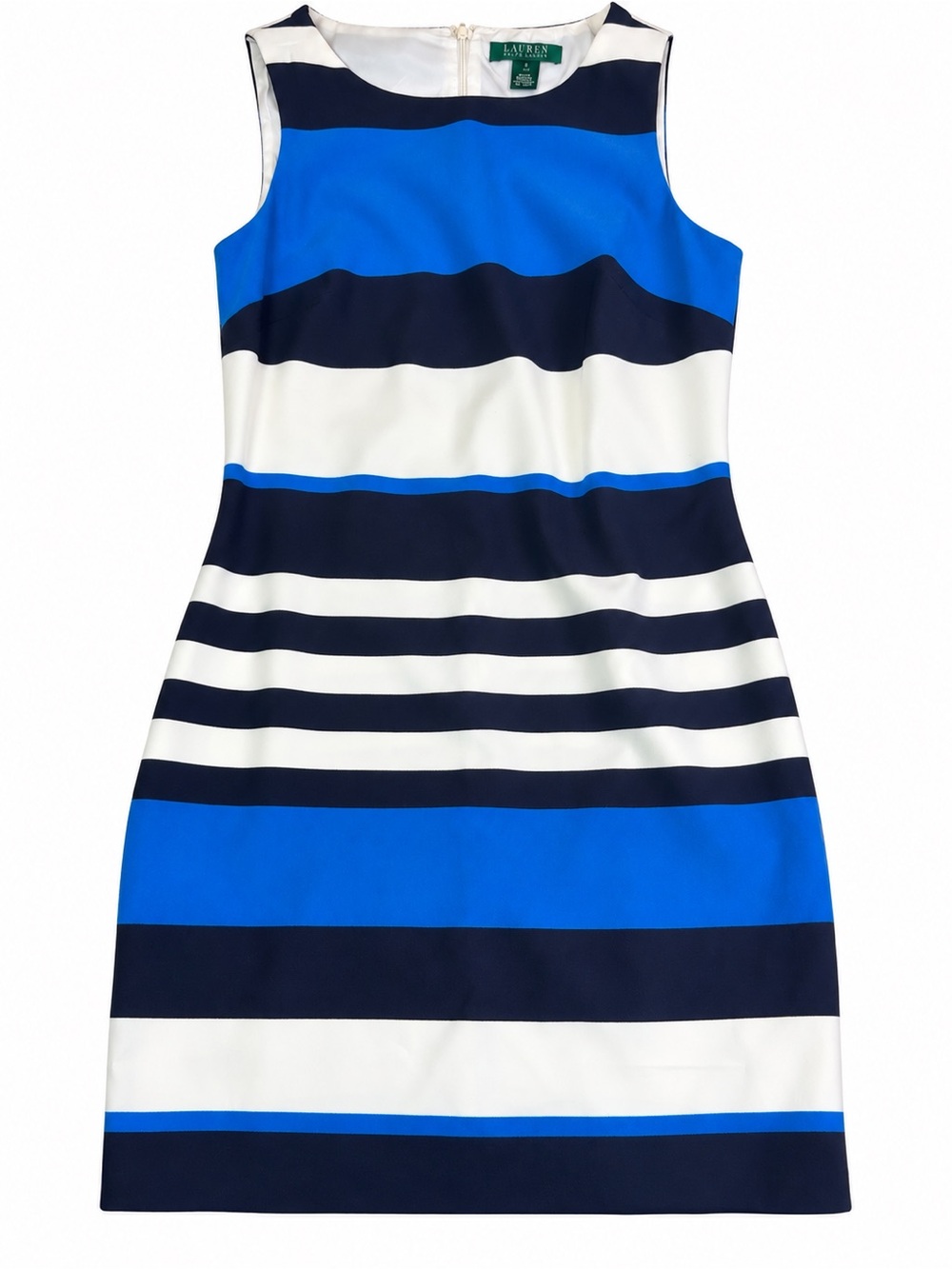 Lauren Ralph Lauren Blue Navy White Striped Sheath Dress Size 10